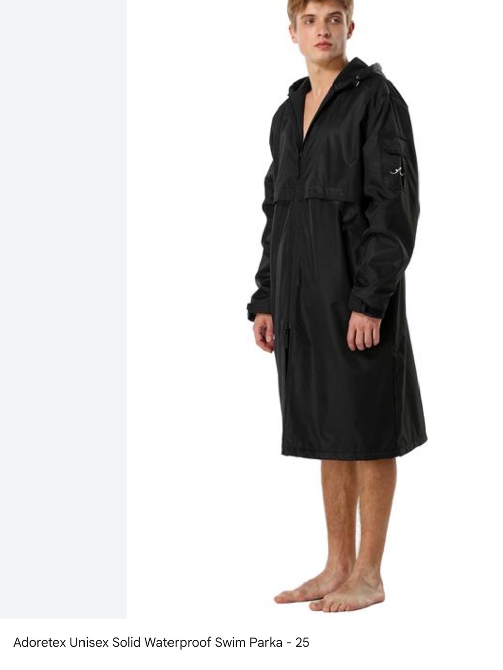 Adoretex Black Waterproof Unisex Swim Parka with Hood